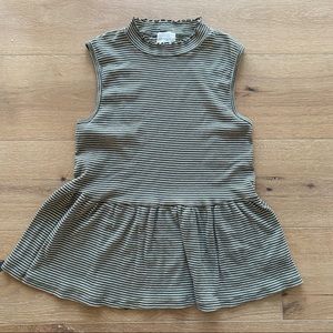 Anthropologie T.LA Olive & White Striped Tank Medium